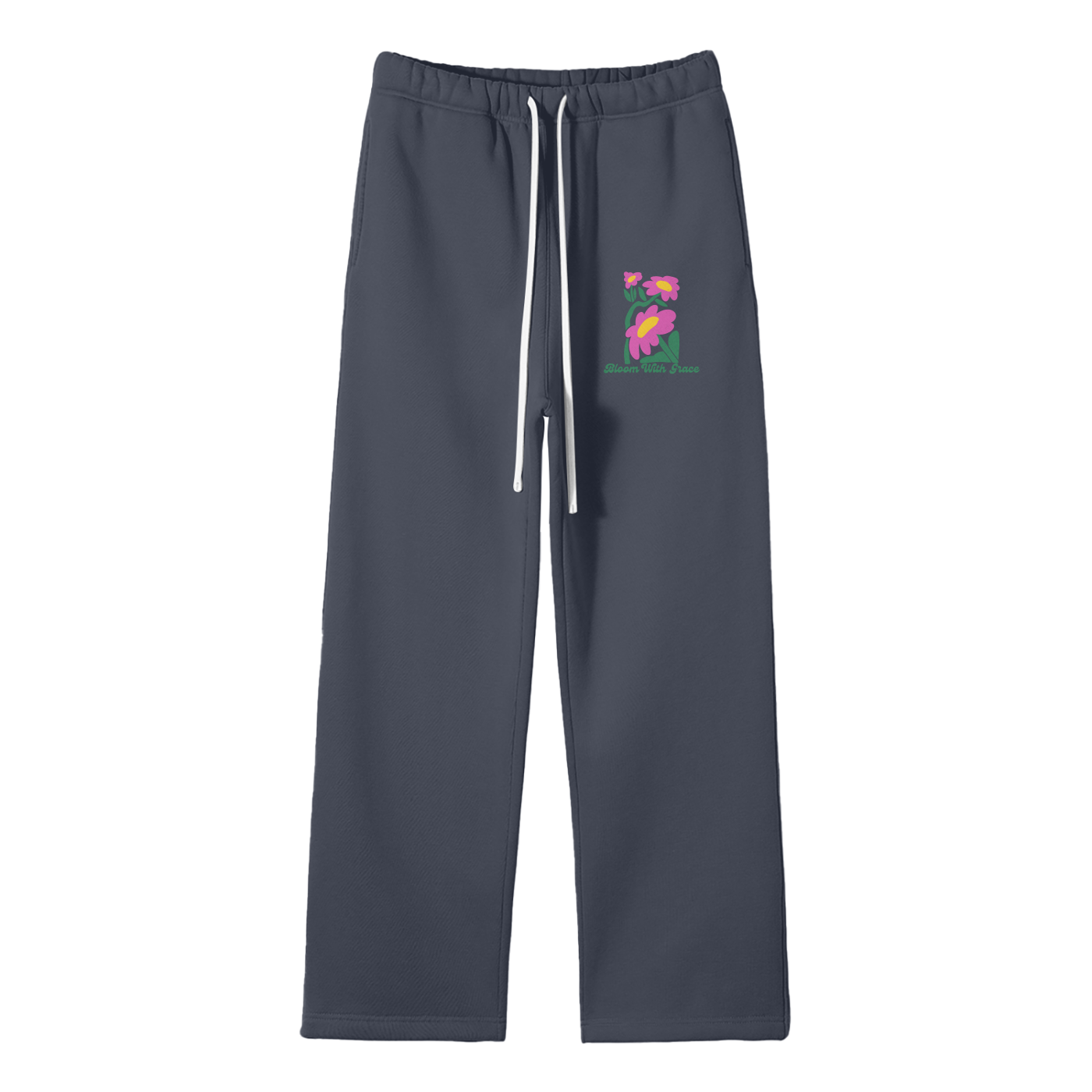 Bloom With Grace Streetwear Fleece Straight Leg Pants
