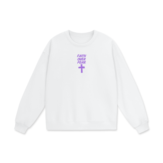 Faith Over Fear Heavyweight Drop Shoulder Oversized Fleece Sweatshirt