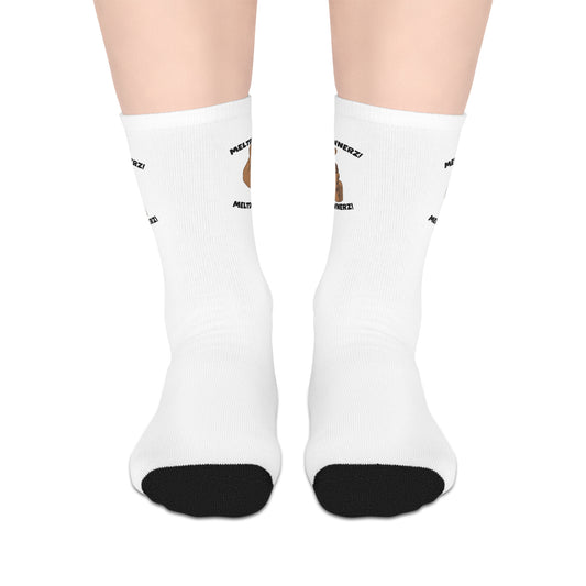 Meltdownerz Heart Curve Mid-length Socks (White)