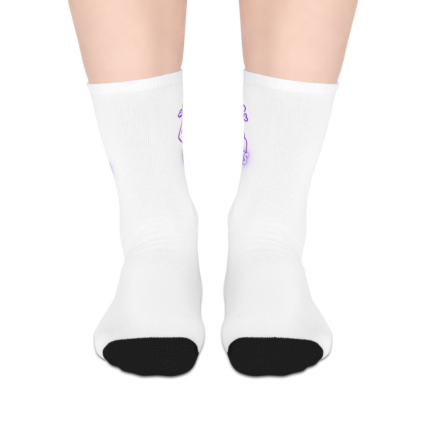 Heart BTS Mid-length Socks (White)