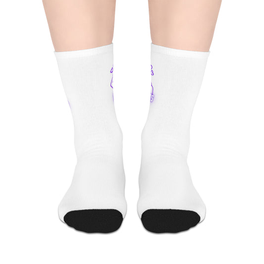 Heart BTS Mid-length Socks (White)