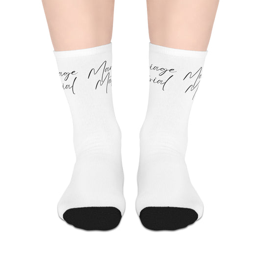 Marriage Material Mid-length Socks (White)