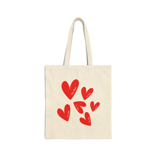Thicc Books (Heart) Cotton Canvas Tote Bag