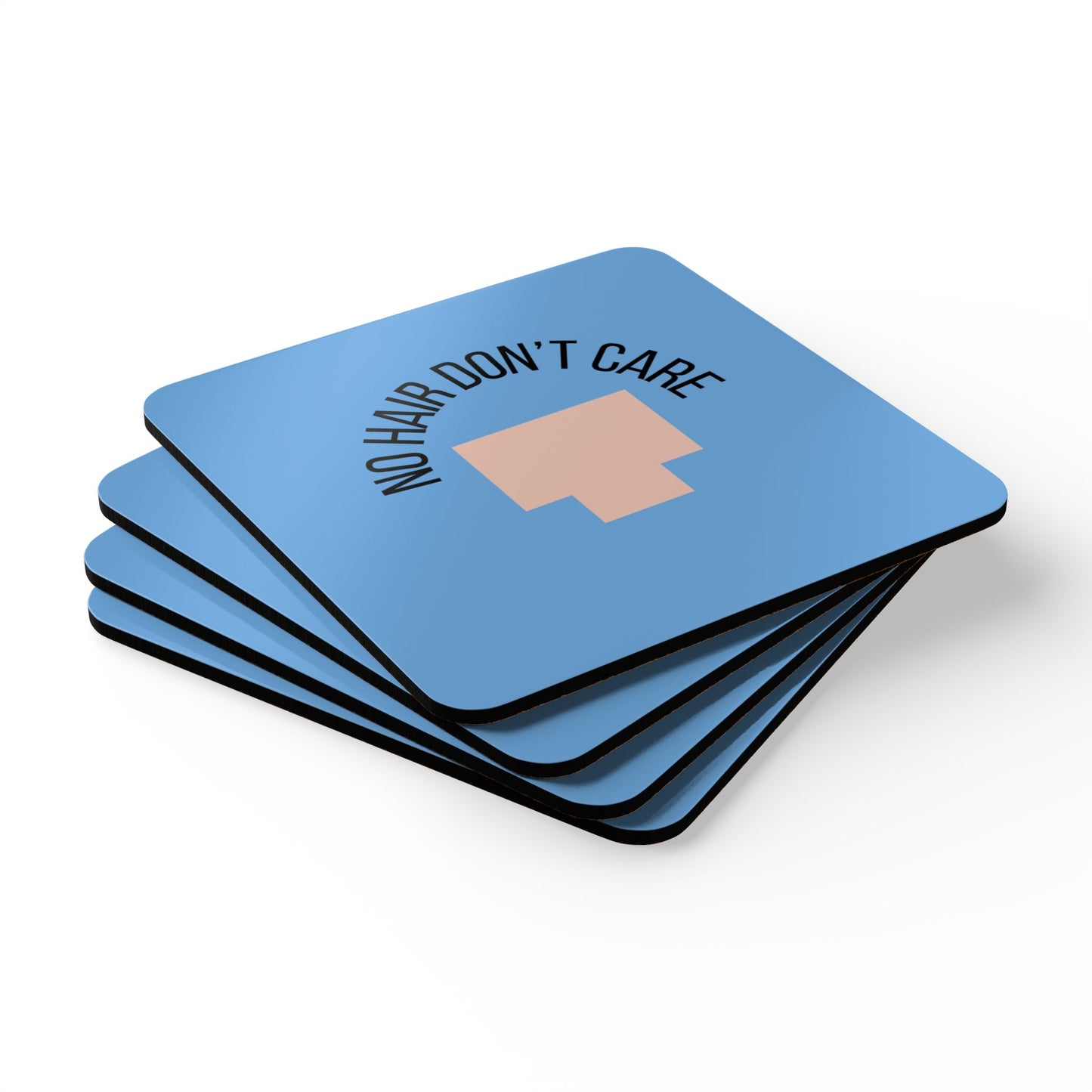No Hair Don't Care (1) Corkwood Coaster Set