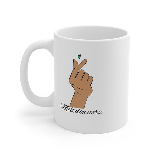 Meltdownerz Green Heart 11oz White Mug