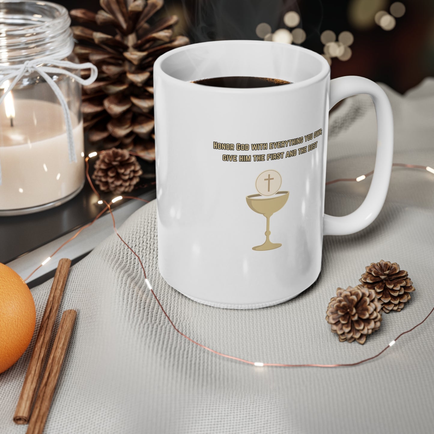 Honor God Ceramic Coffee Cup, 15oz