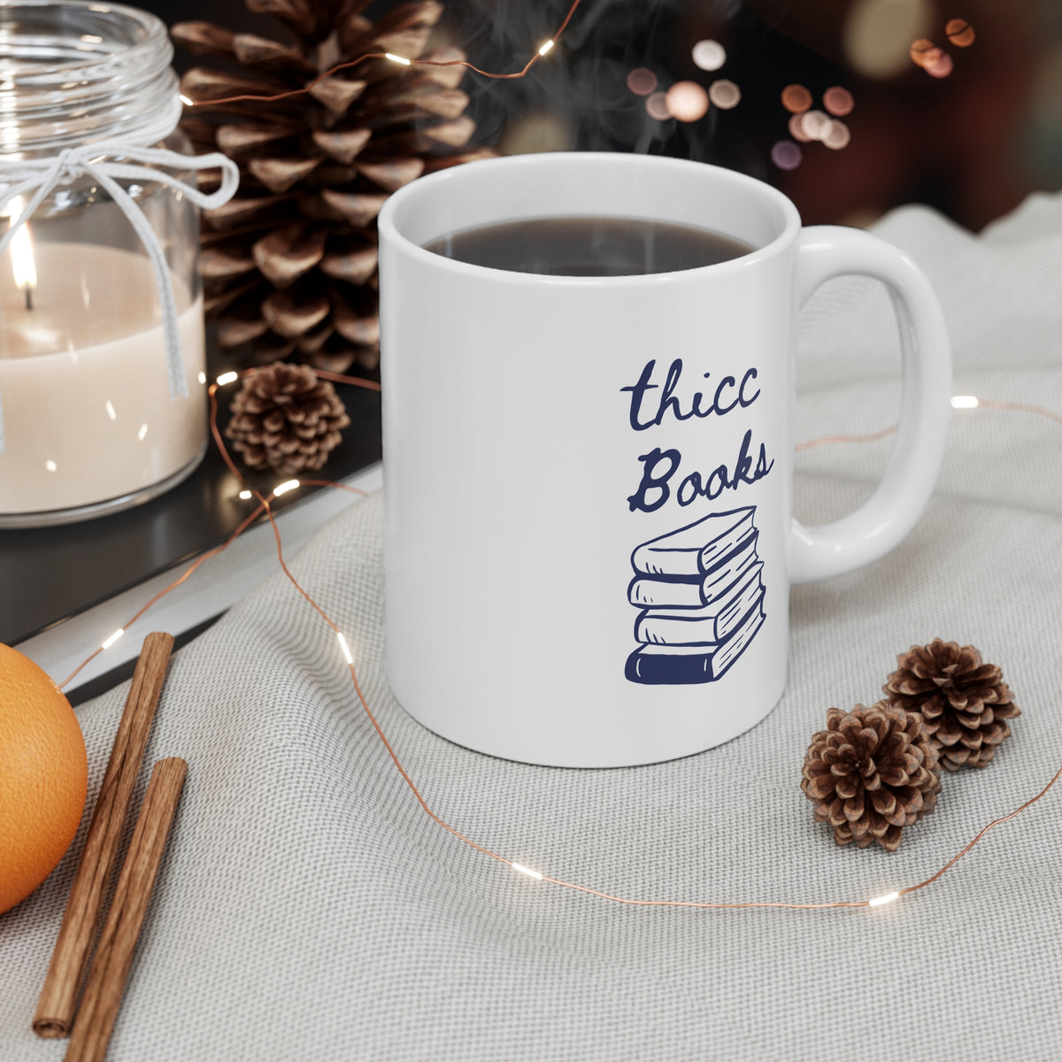 Thicc Books (Stack) 11oz White Mug