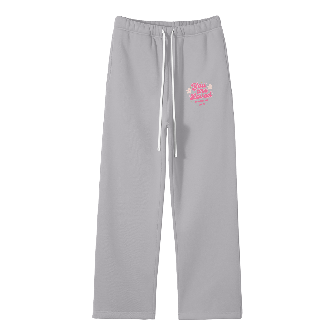 You Are Loved Streetwear Unisex Solid Color Fleece Straight Leg Pants