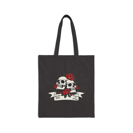 Ask Me What Romance I'm Reading (Skull) Cotton Canvas Tote Bag