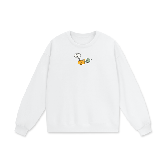 Old Fart (Cat) Heavyweight Drop Shoulder Oversized Fleece Sweatshirt