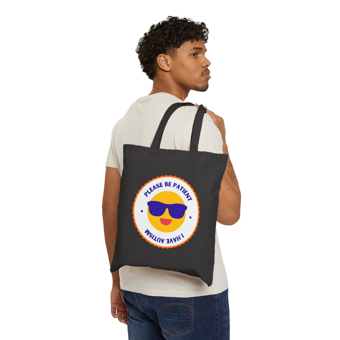 Please Be Patient I Have Autism (Shades) Cotton Canvas Tote Bag
