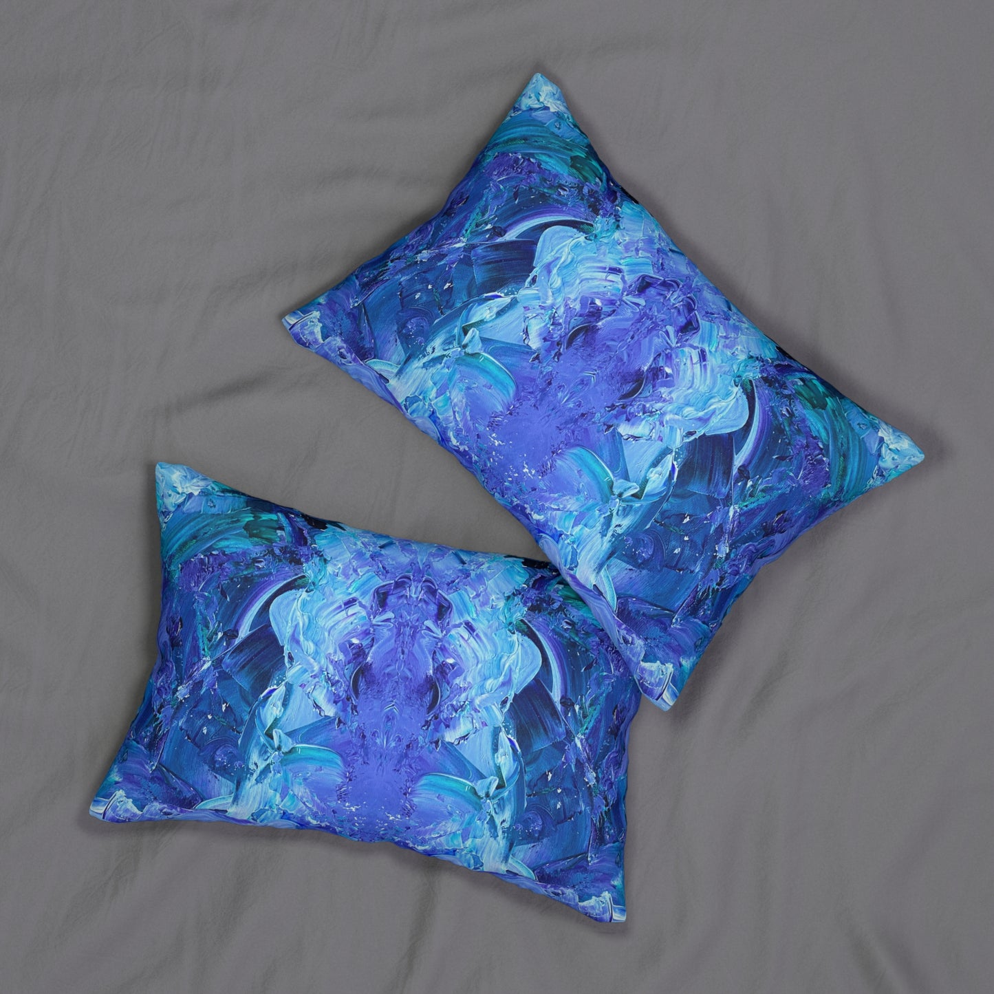Waves Of Sapphire Spun Polyester Lumbar Pillow
