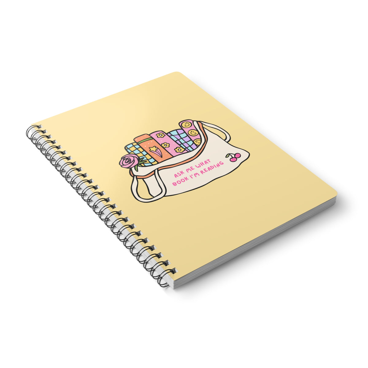 Ask Me What Book I'm Reading (Bag) Wirobound Softcover Notebook, A5