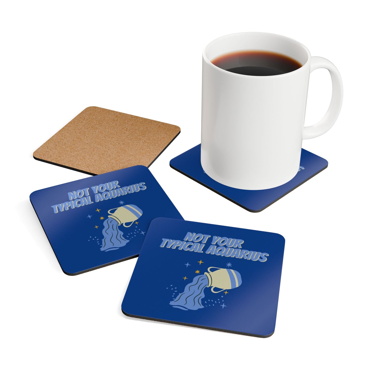 Not Your Typical Aquarius Corkwood Coaster Set