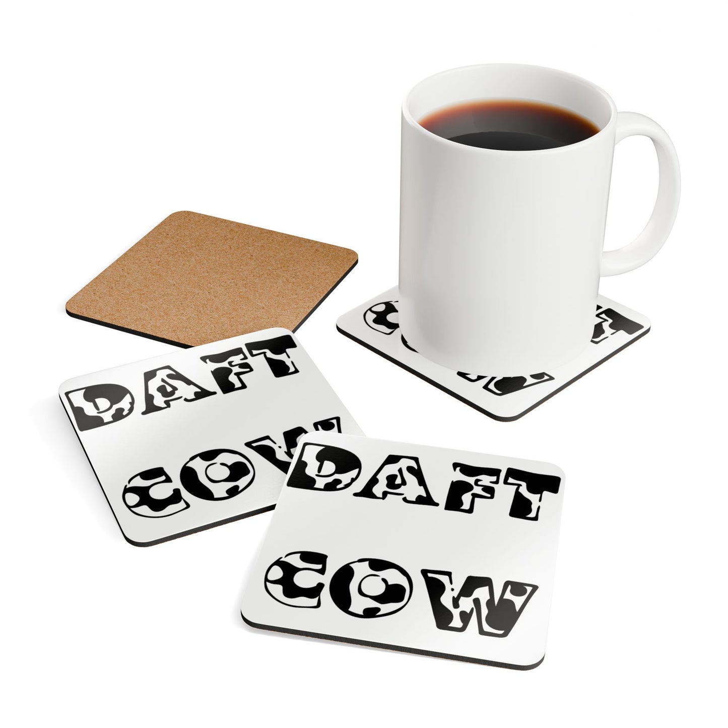 Daft Cow Corkwood Coaster Set