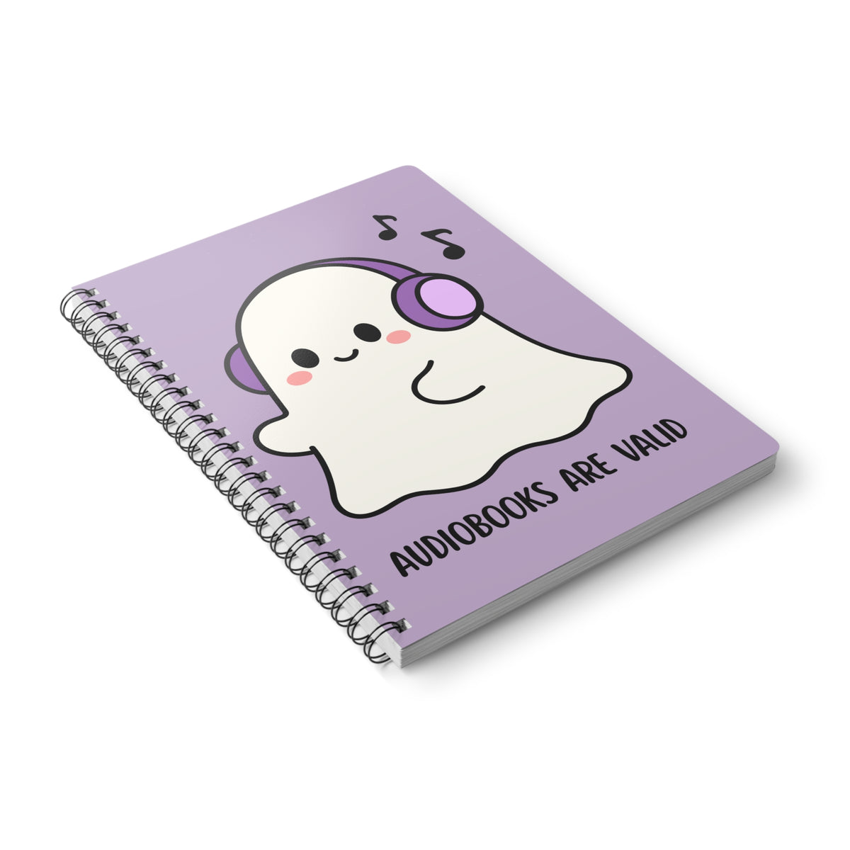 Audiobooks Are Valid (Ghost) Wirobound Softcover Notebook, A5