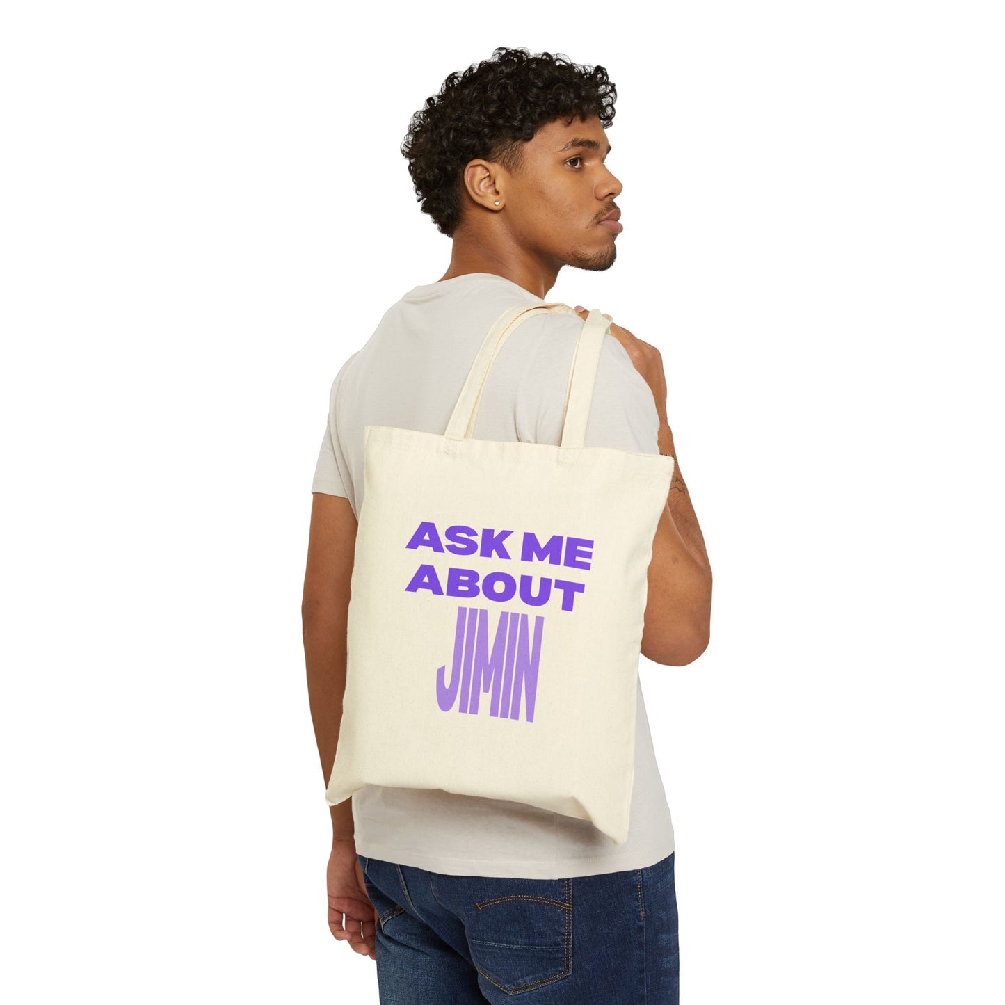 Ask Me About Jimin Cotton Canvas Tote Bag