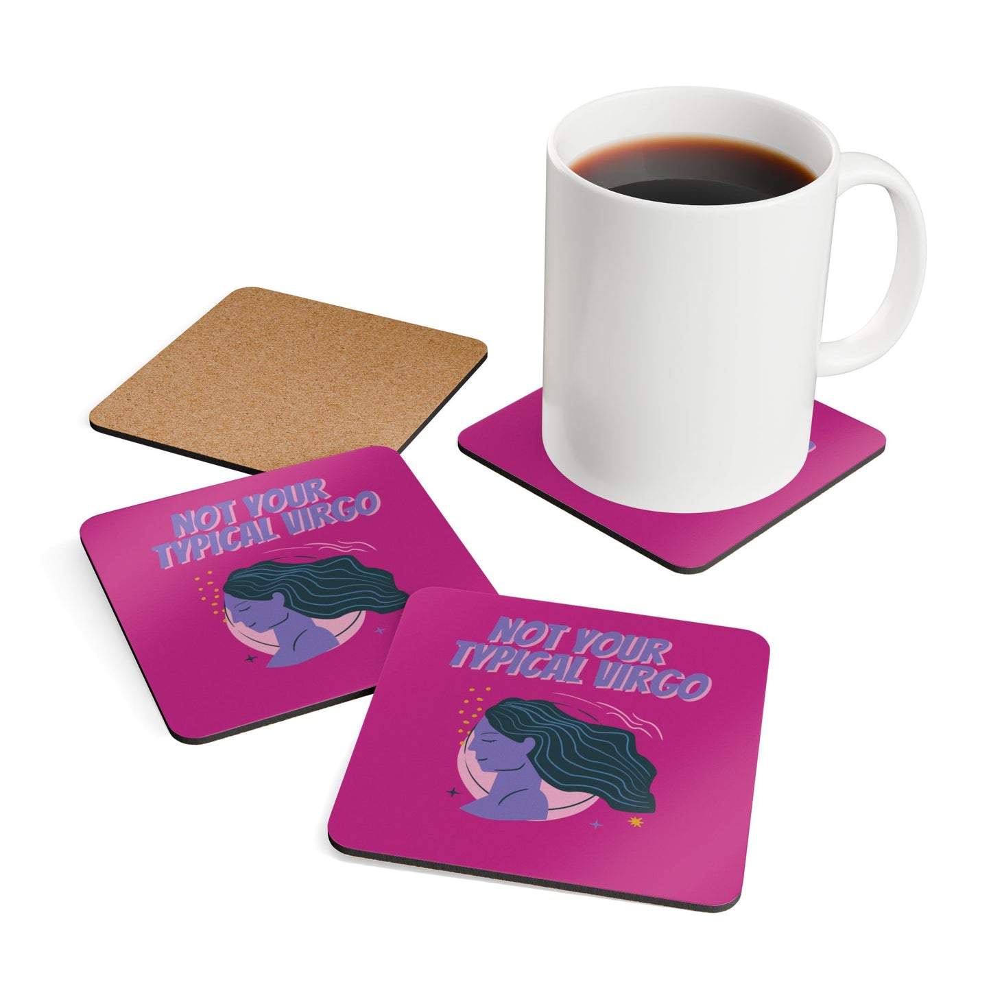 Not Your Typical Virgo Corkwood Coaster Set