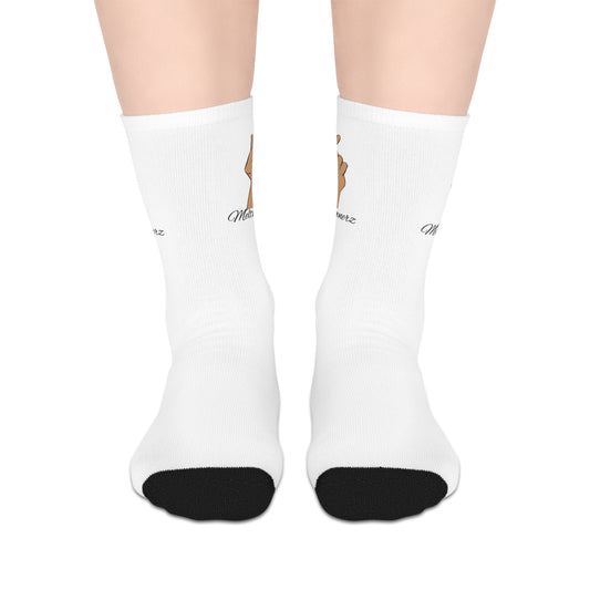 Meltdownerz Green Heart Mid-length Socks (White)