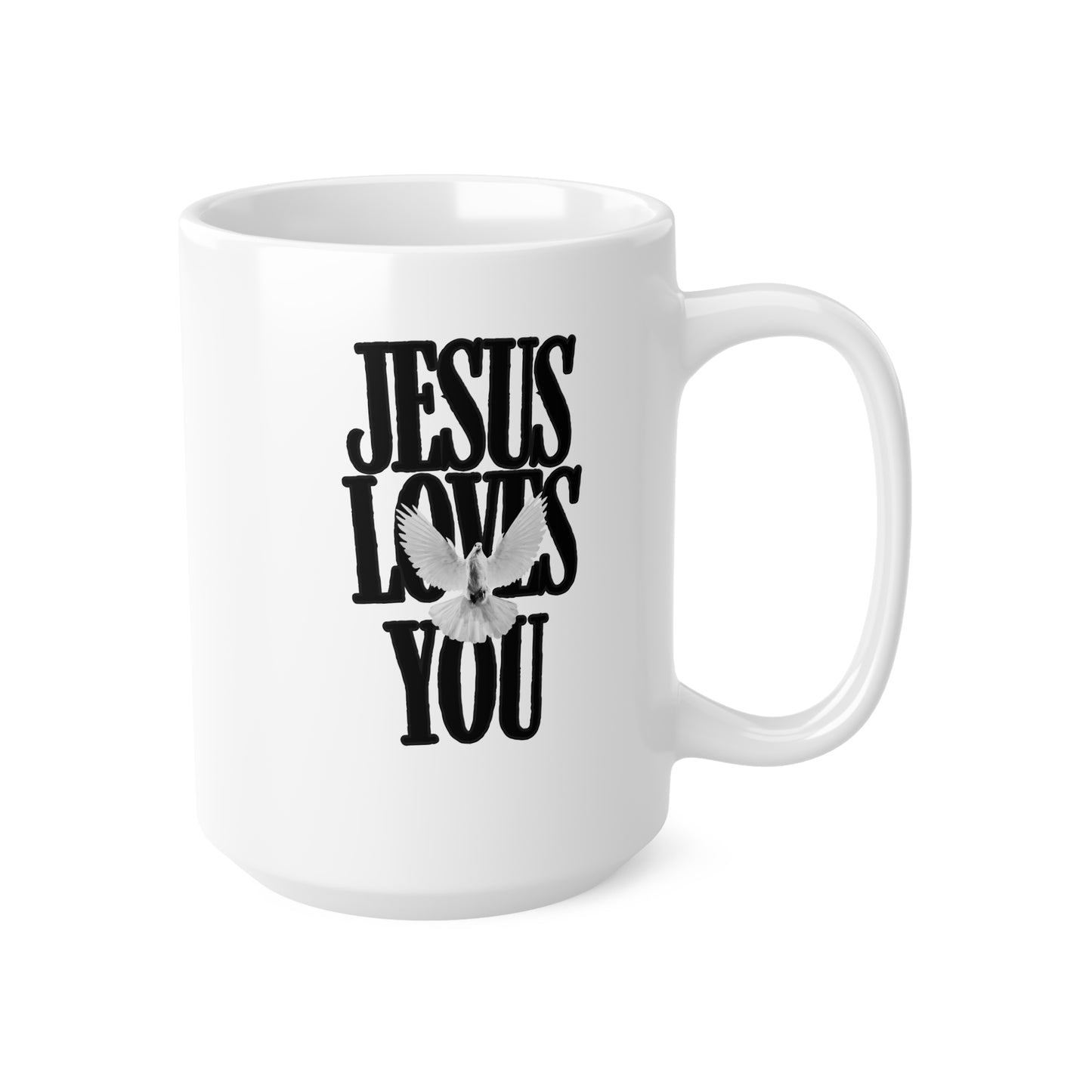 Jesus Loves You (1) Ceramic Coffee Cup, 15oz