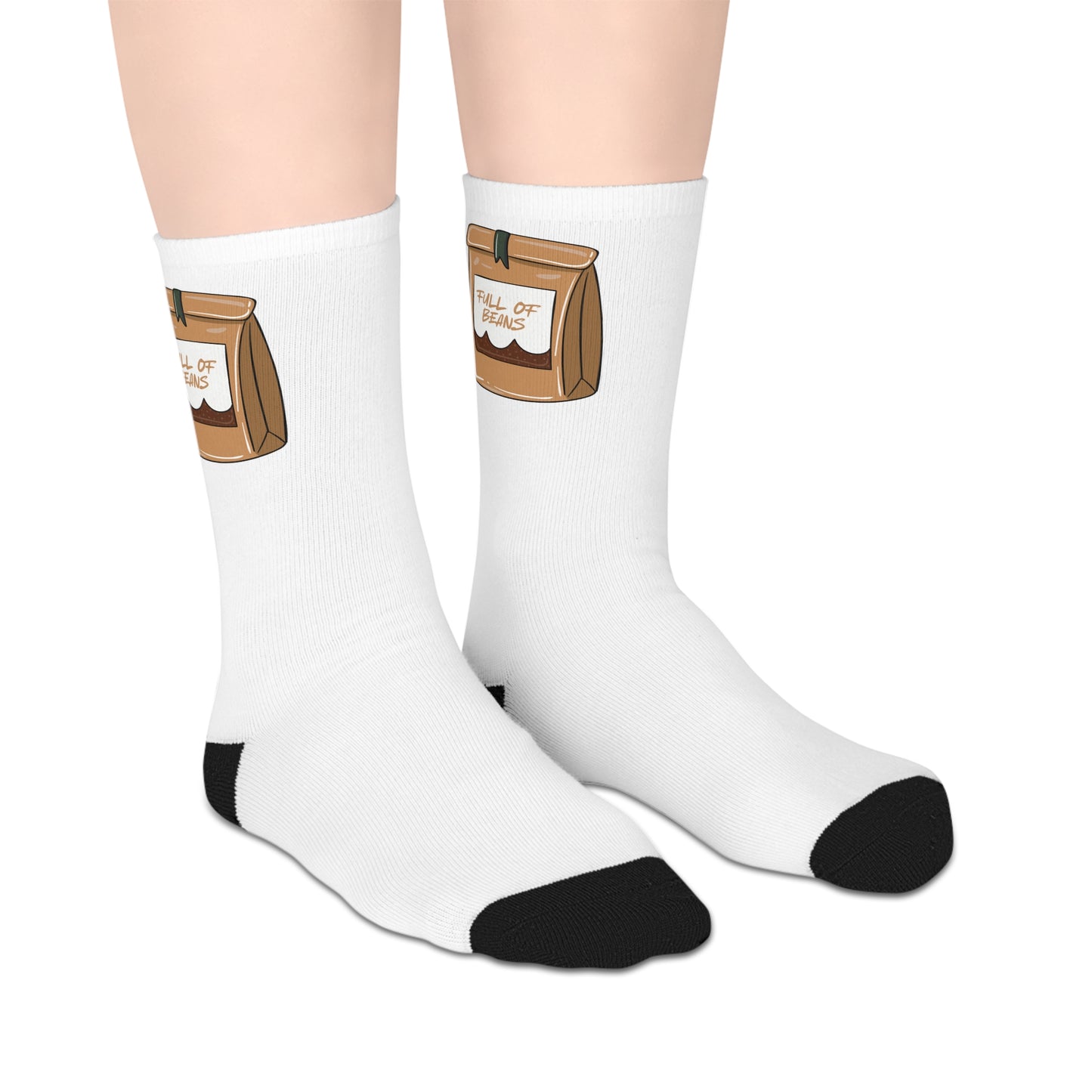 Full Of Beans Mid-length Socks (White)