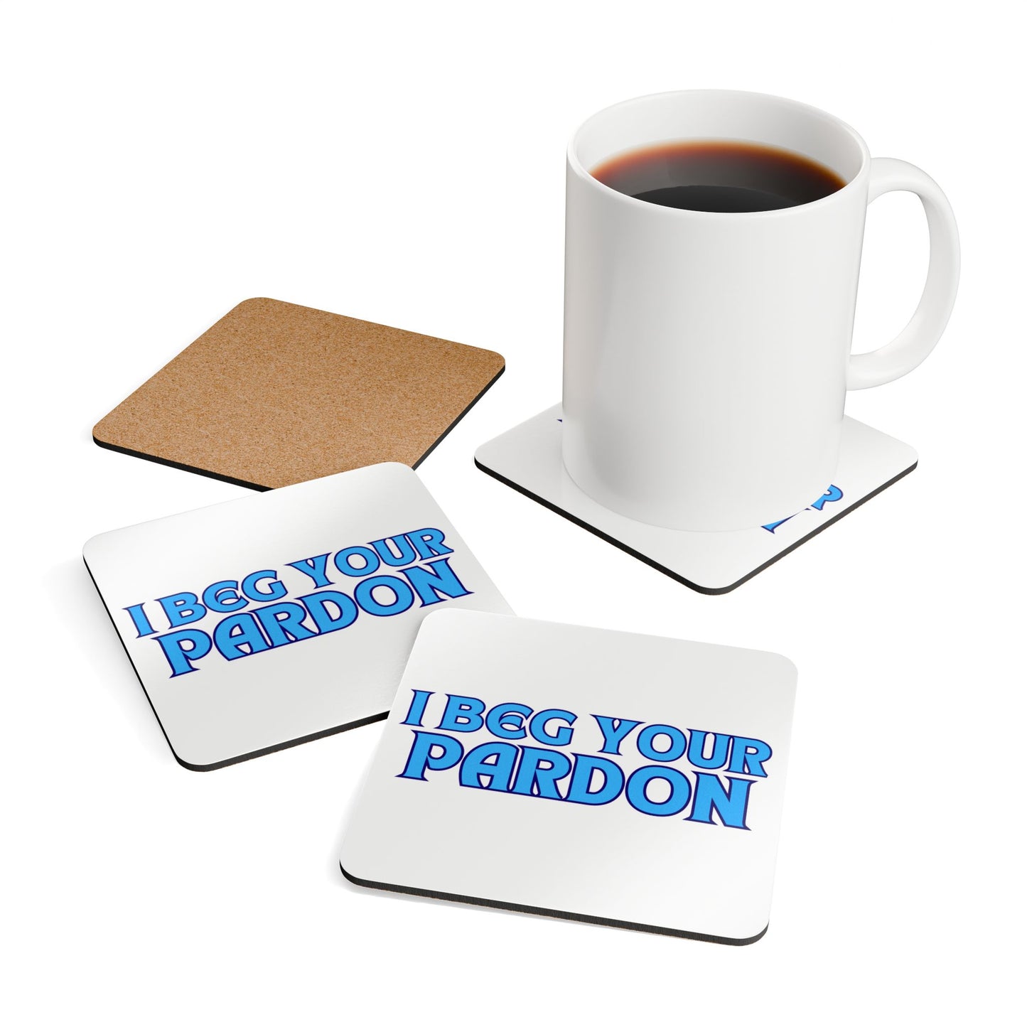 I Beg Your Pardon Corkwood Coaster Set