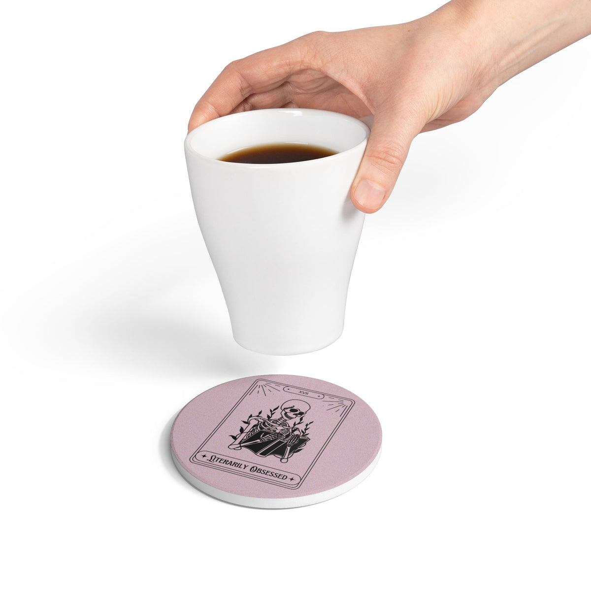 Literarily Obsessed (Tarot) Ceramic Coaster