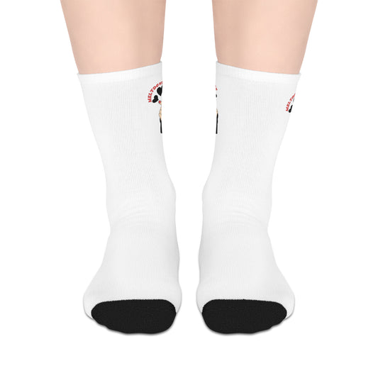 Meltdownerz Heart Black Curve Mid-length Socks (White)
