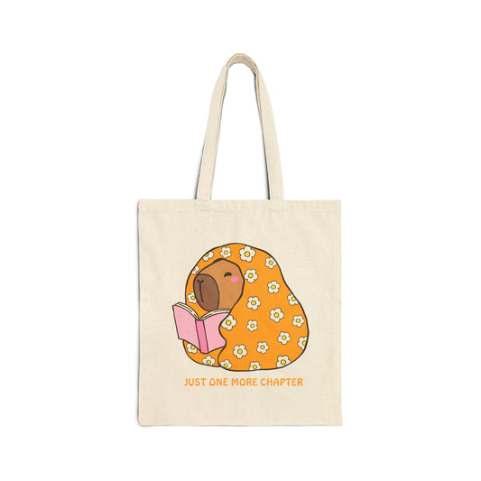 Just One More Chapter (Capybara) Cotton Canvas Tote Bag