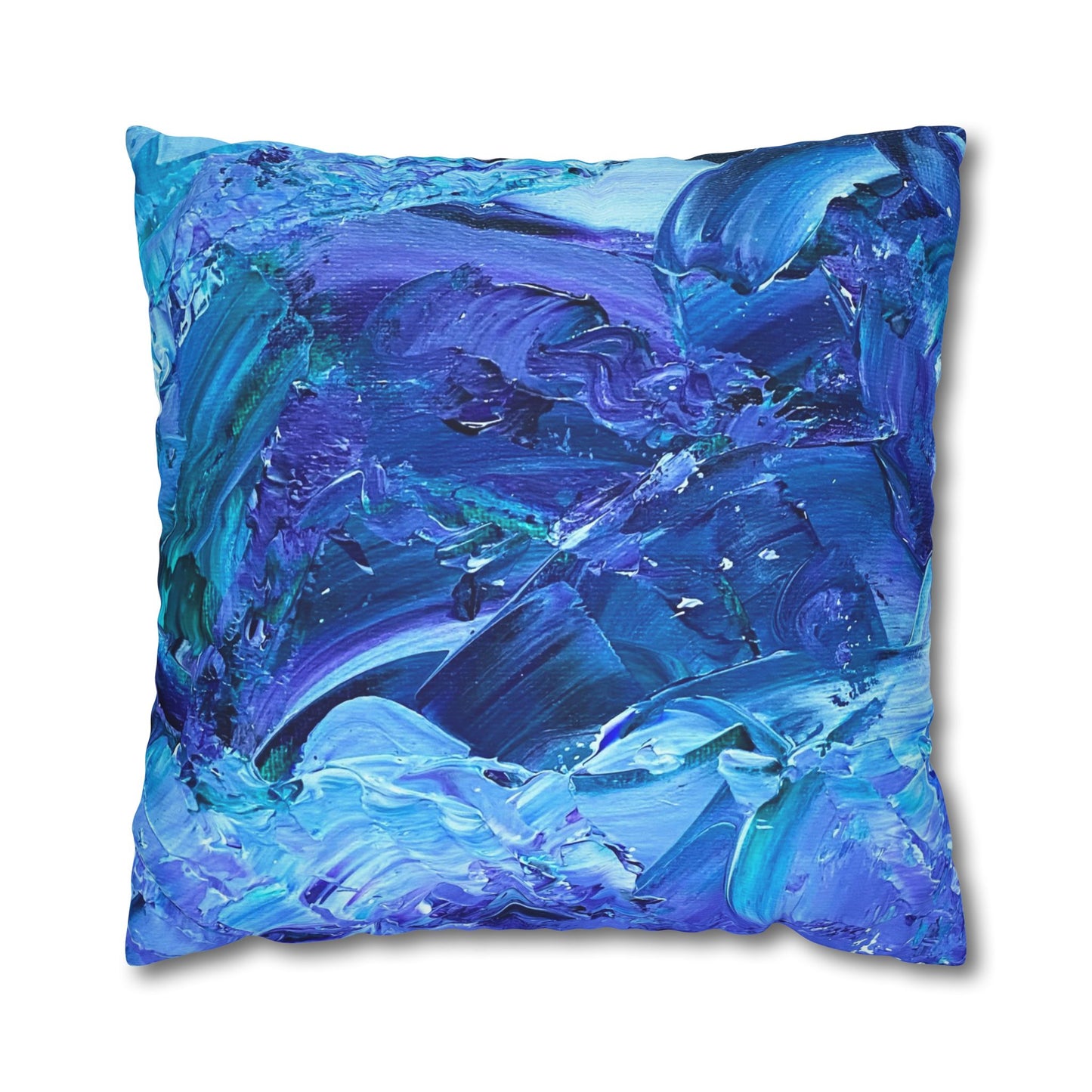 Waves Of Sapphire Square Poly Canvas Pillowcase