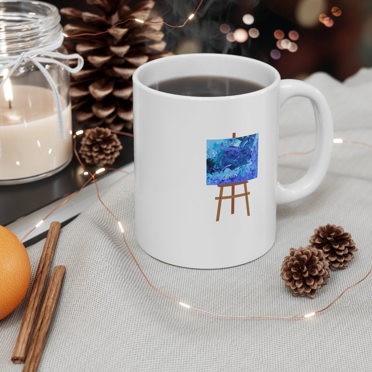 Waves Of Sapphire (Easel) 11oz White Mug
