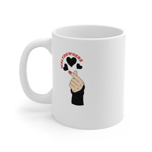 Meltdownerz Heart Black Curve 11oz White Mug