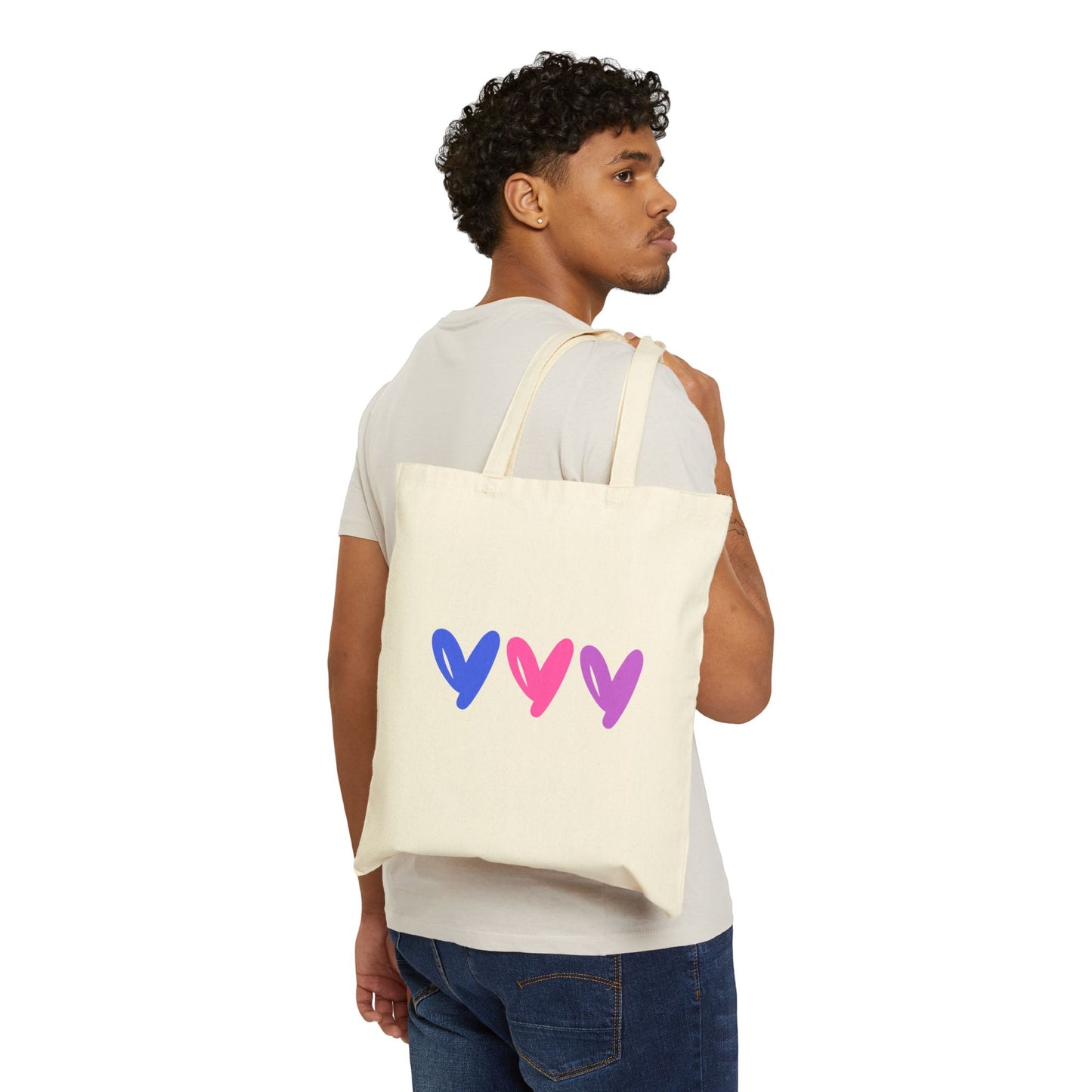 3 Hearts Cotton Canvas Tote Bag