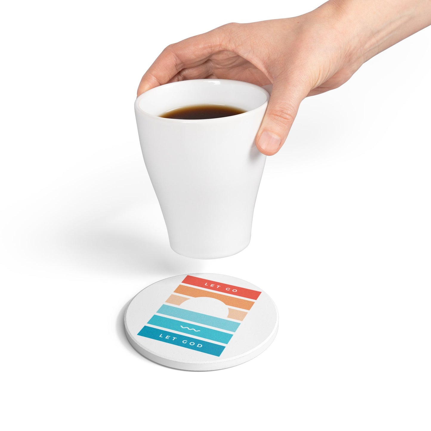 Let Go & Let God Ceramic Coaster