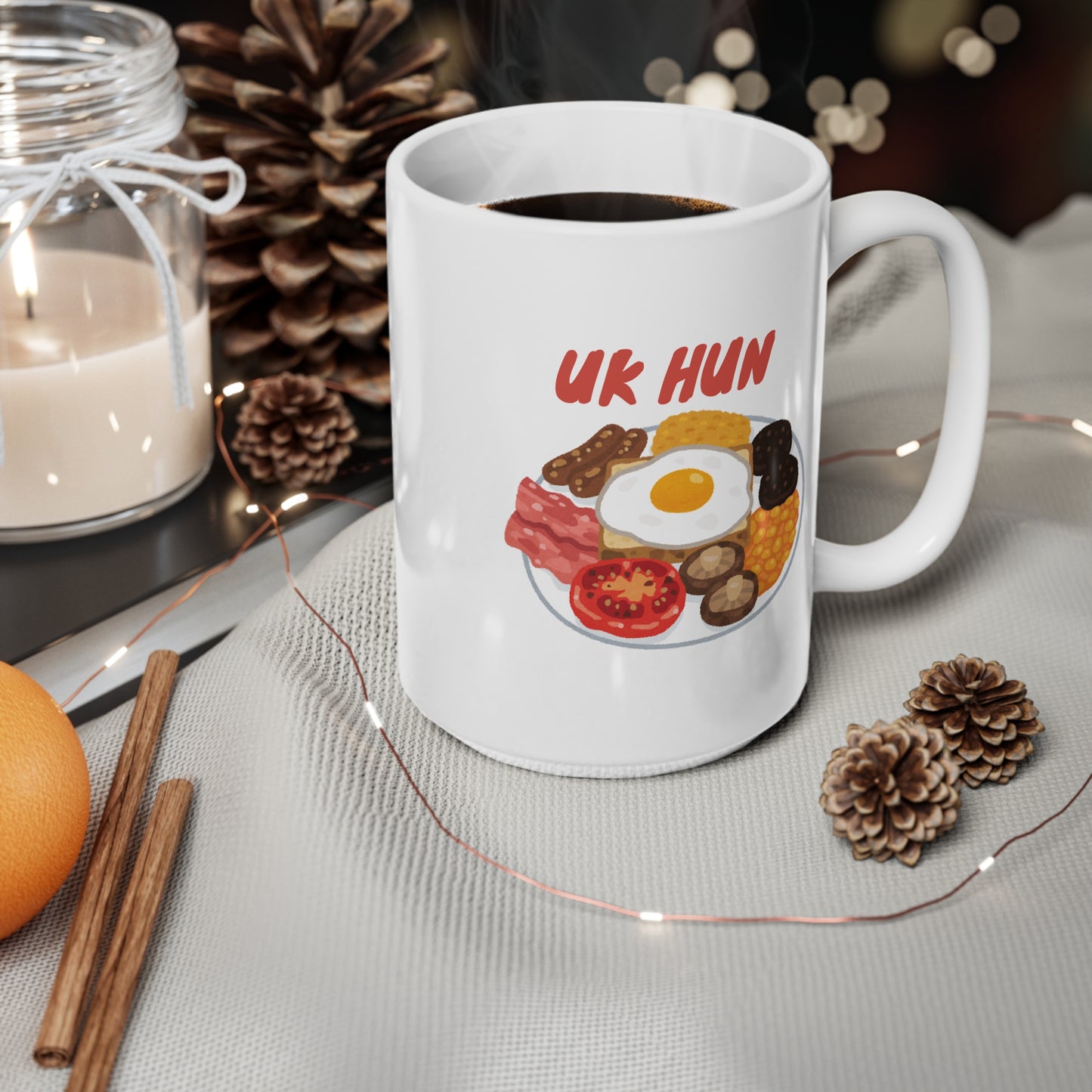 UK Hun Ceramic Coffee Cup, 15oz