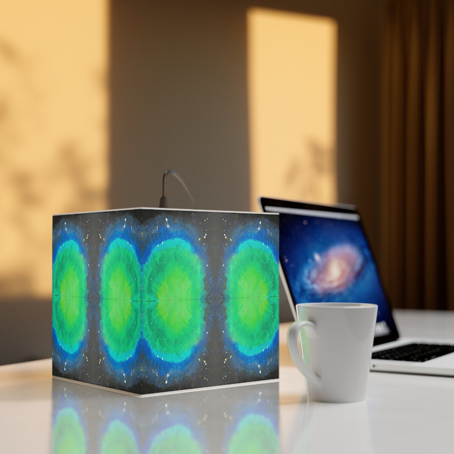 Still Big But Green Light Cube Lamp