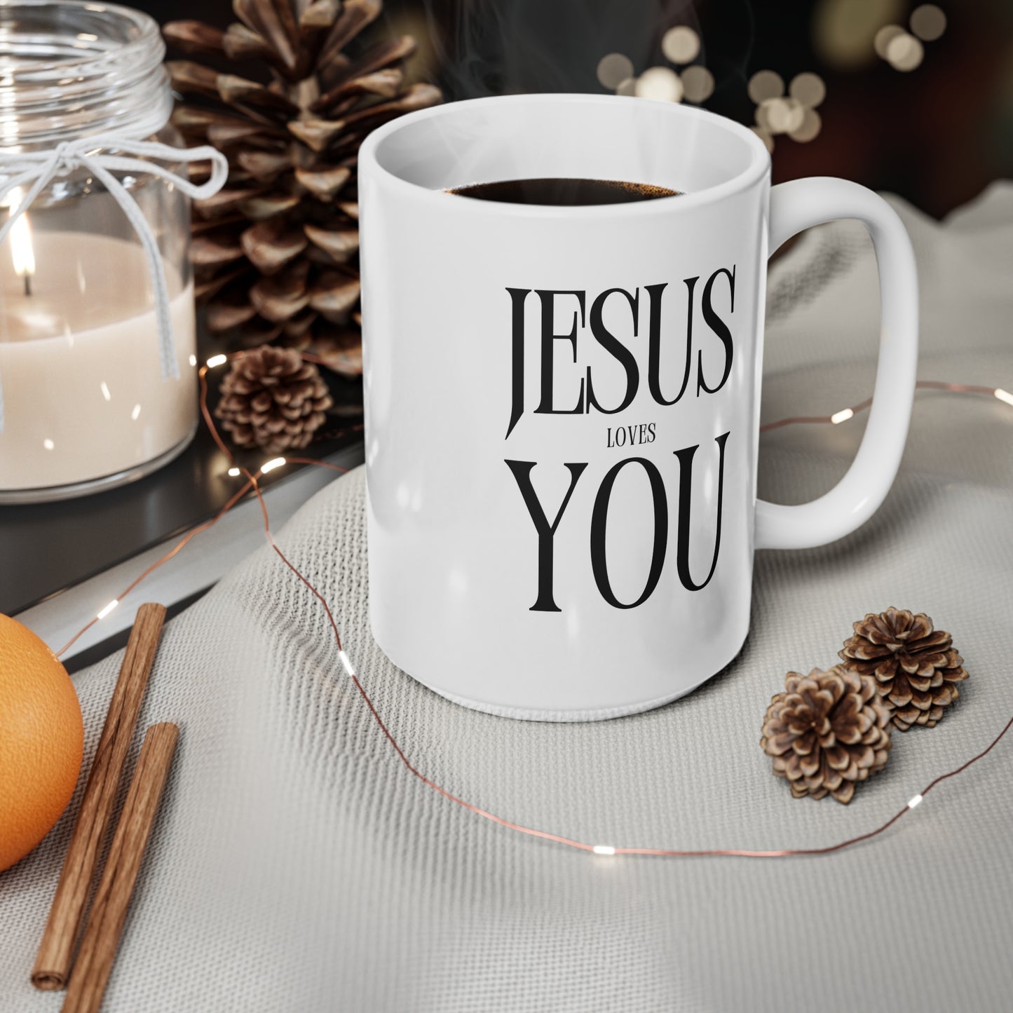 Jesus Loves You Ceramic Coffee Cup, 15oz