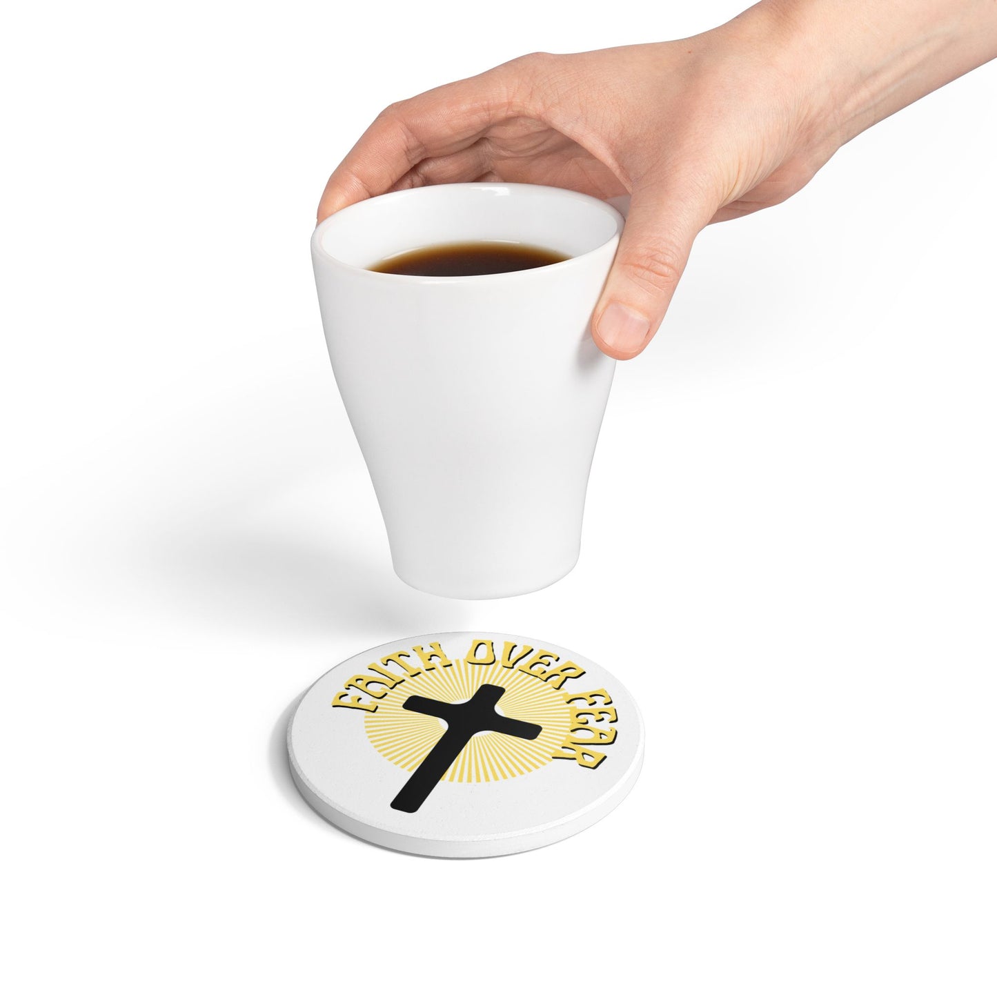 Faith Over Fear (1) Ceramic Coaster