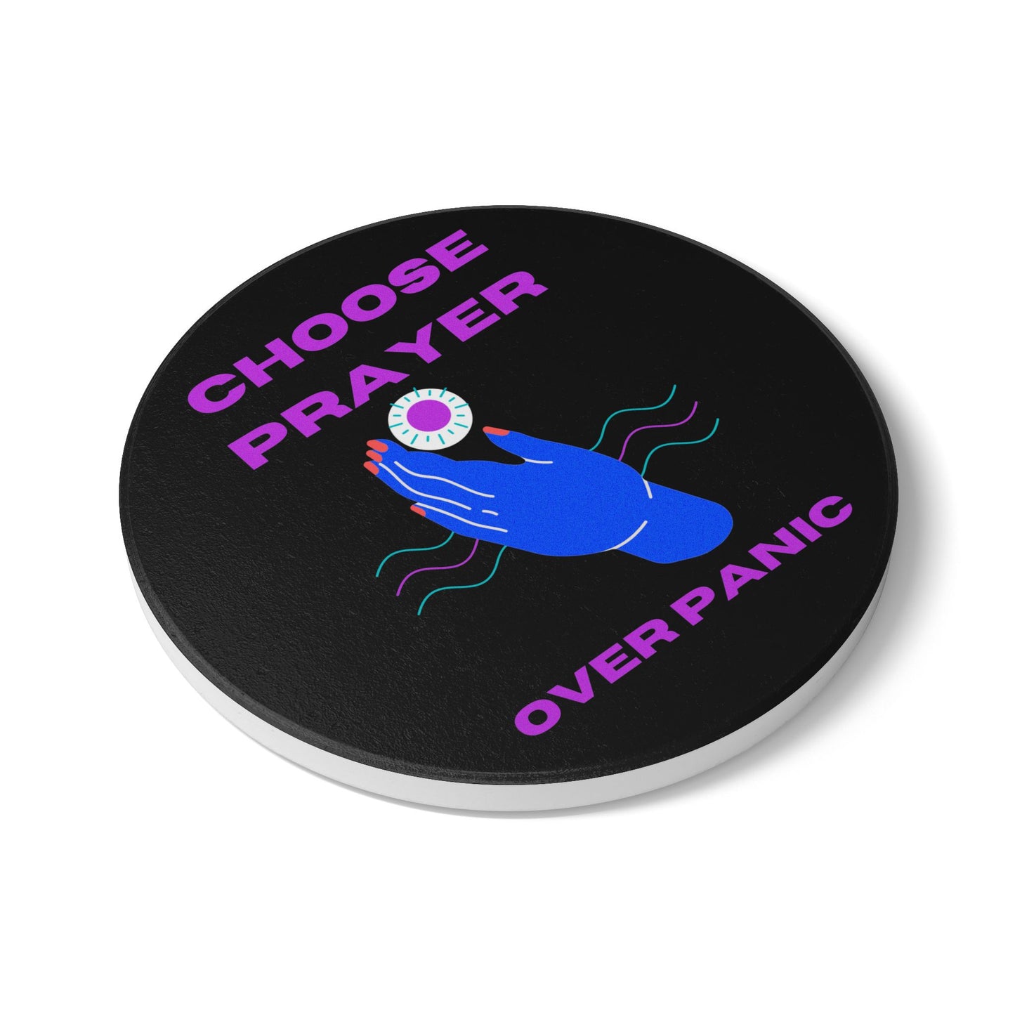 Choose Prayer Over Panic Ceramic Coaster