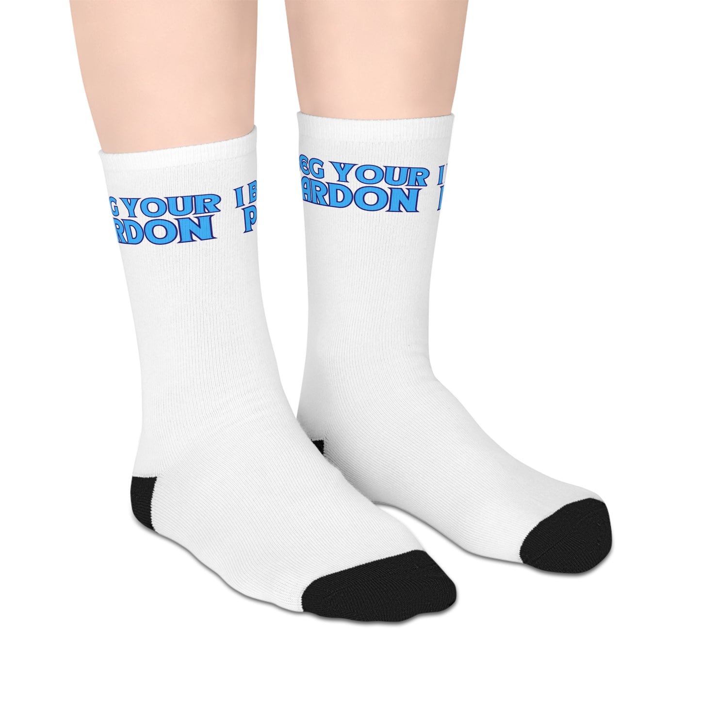 I Beg Your Pardon Mid-length Socks (White)