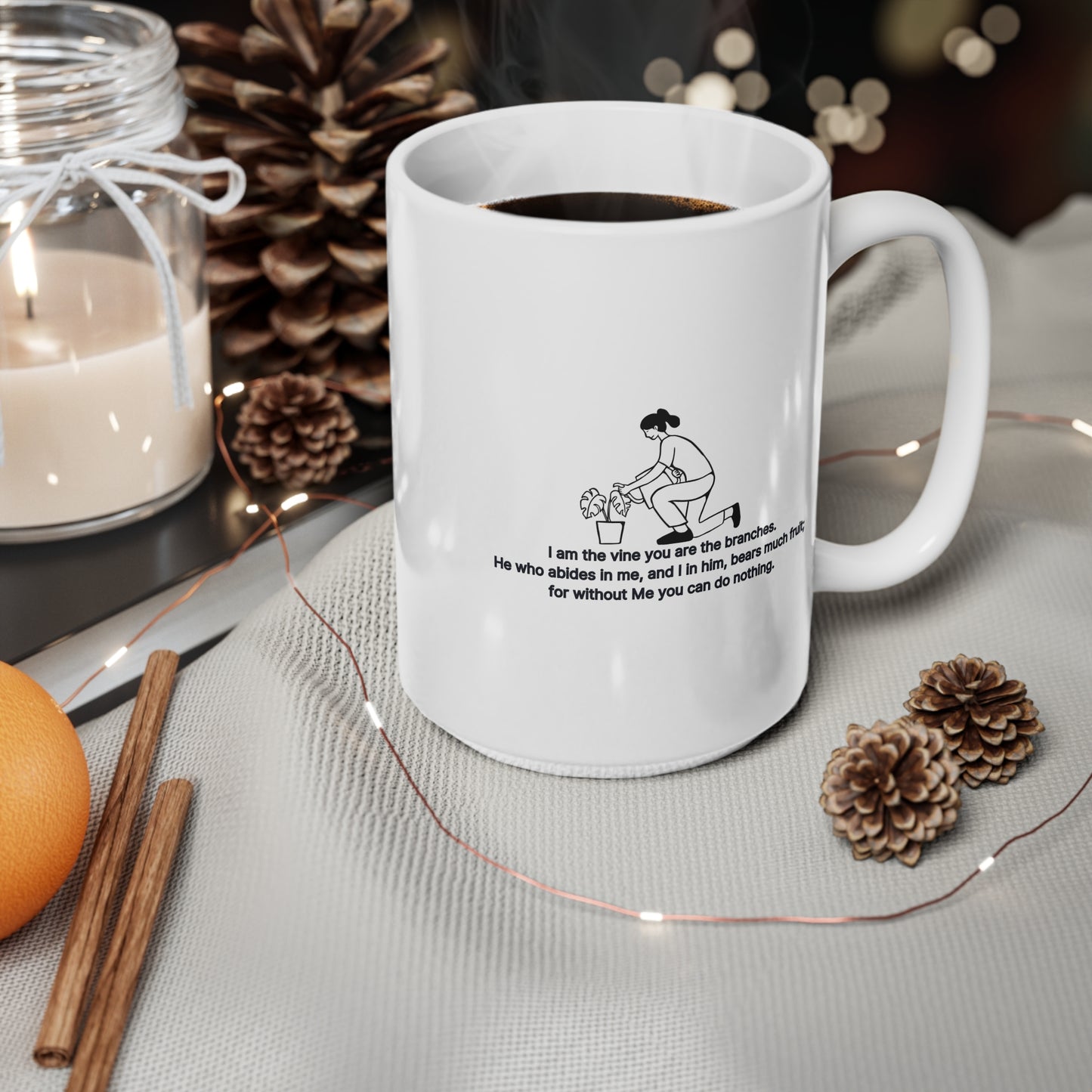 I Am The Vine Ceramic Coffee Cup, 15oz