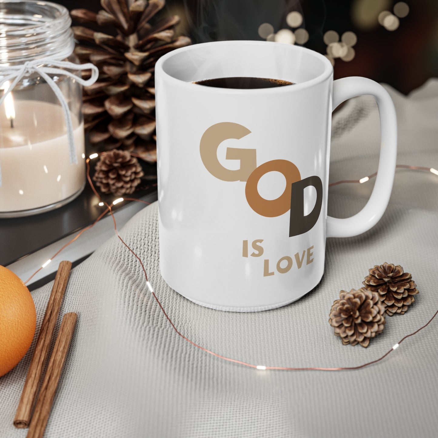 God Is Love Ceramic Coffee Cup, 15oz