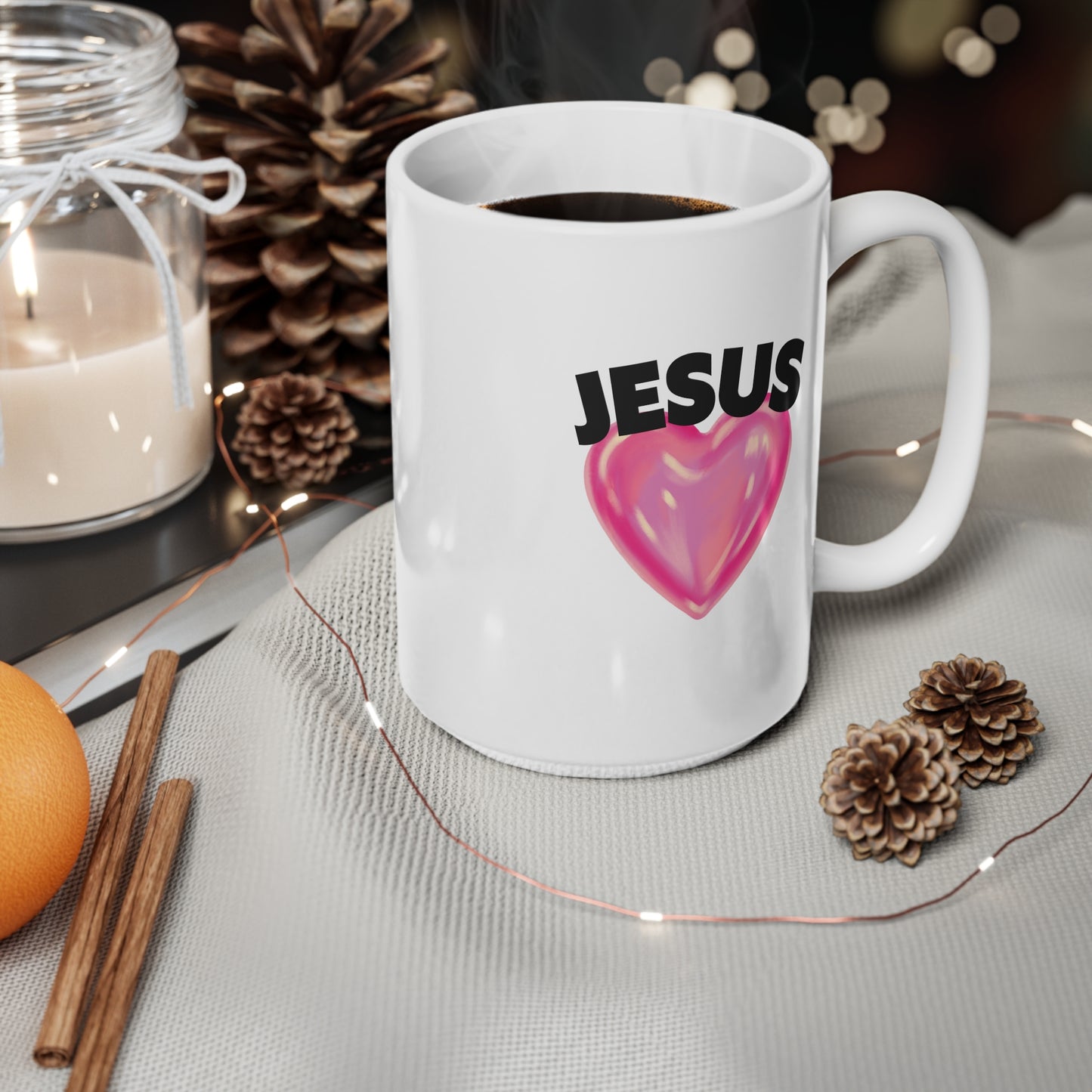 Jesus (Heart) Ceramic Coffee Cup, 15oz