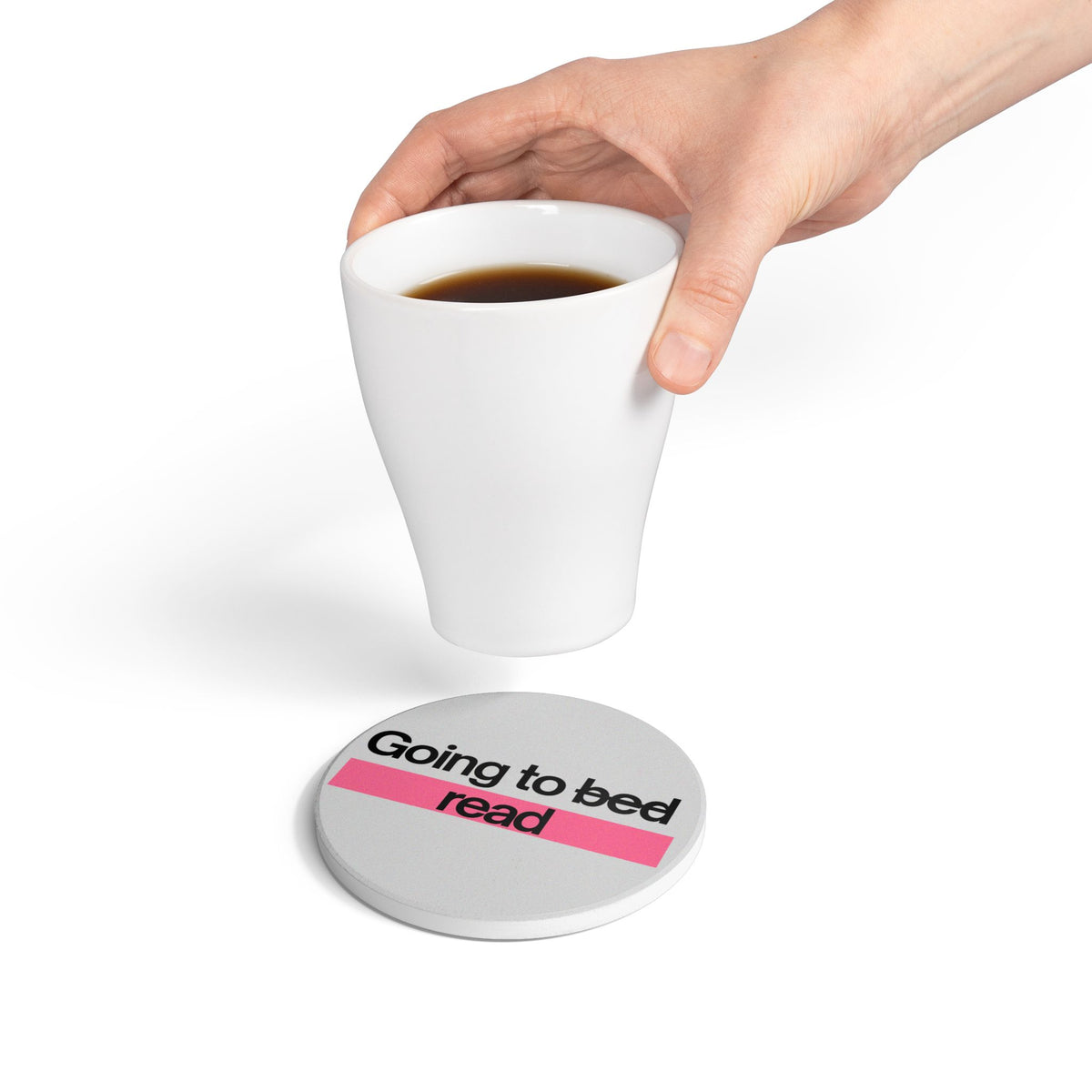 Going To Bed/Read (Pink) Ceramic Coaster
