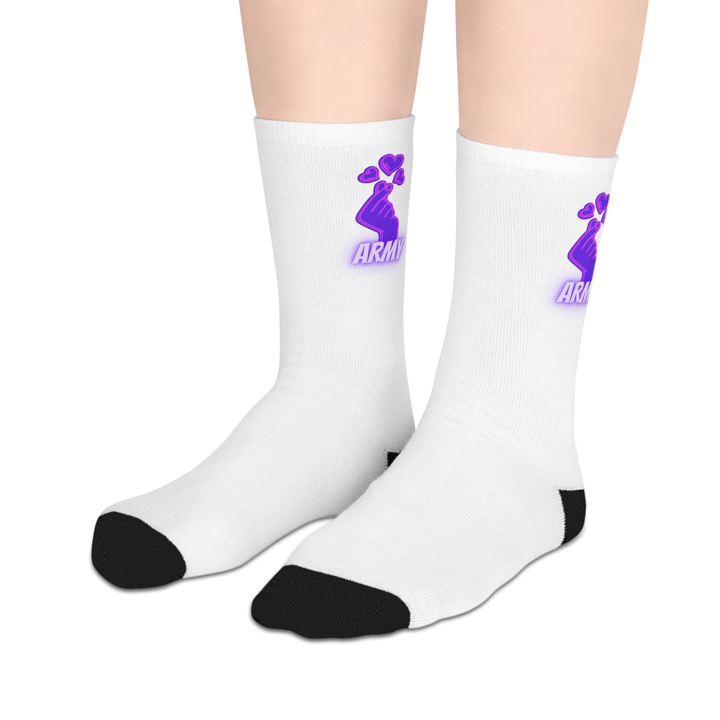 Purple Army Mid-length Socks (White)