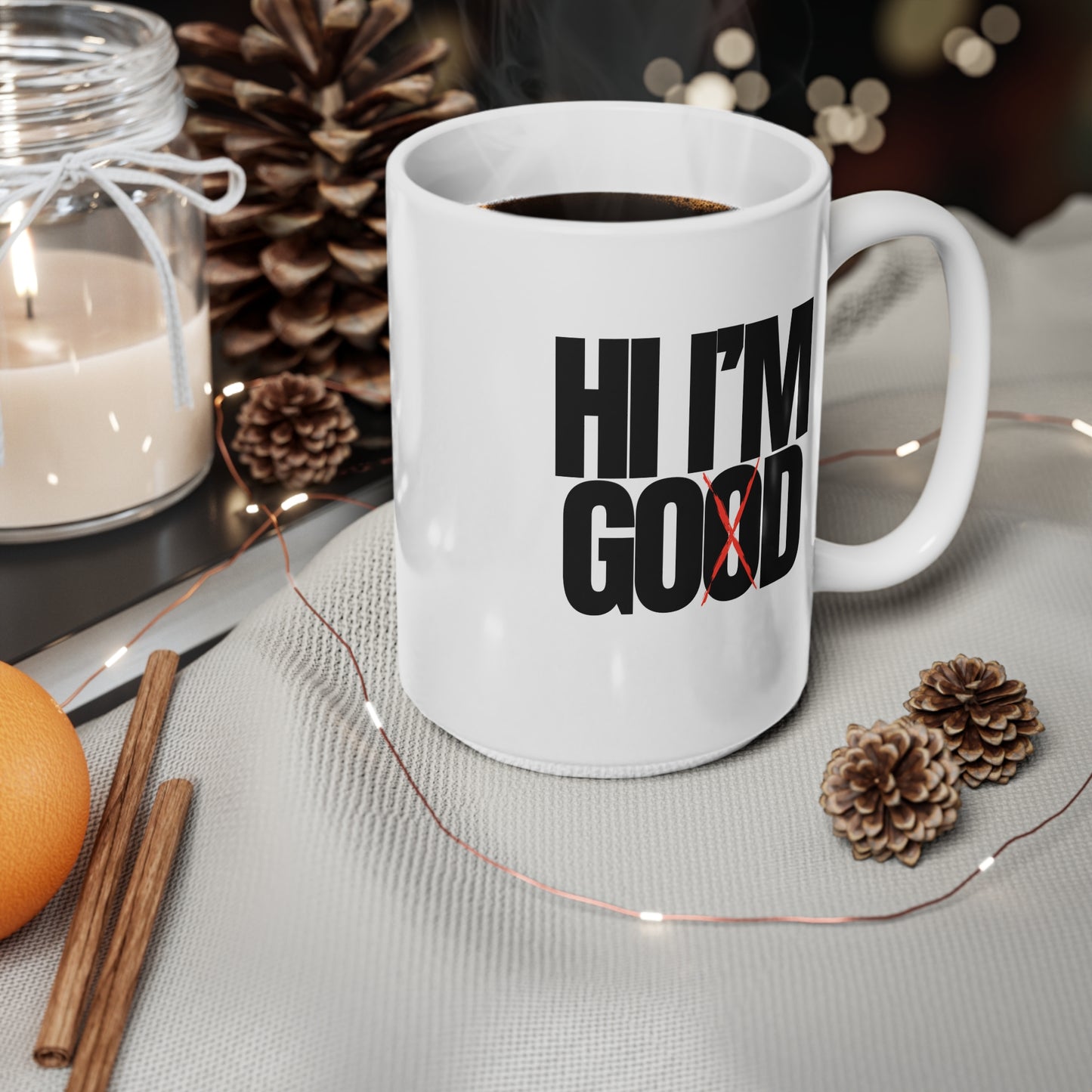 Hi I'm God Ceramic Coffee Cup, 15oz