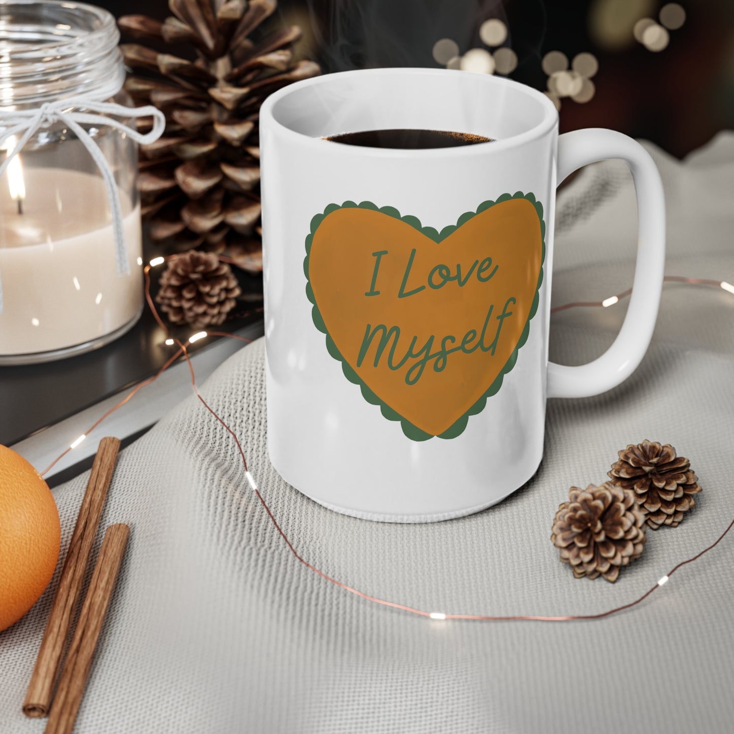 I Love Myself (2) Ceramic Coffee Cup, 15oz