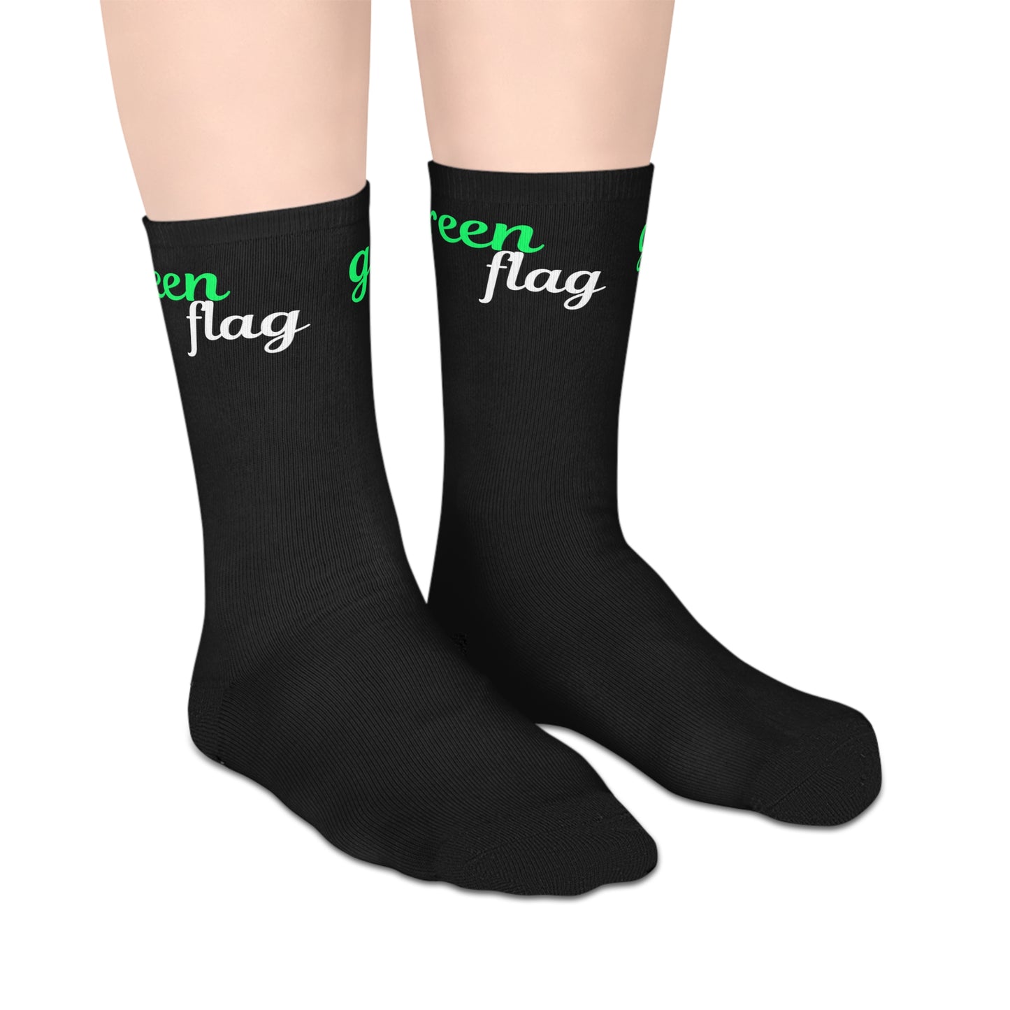 Green Flag Mid-length Socks (Black)