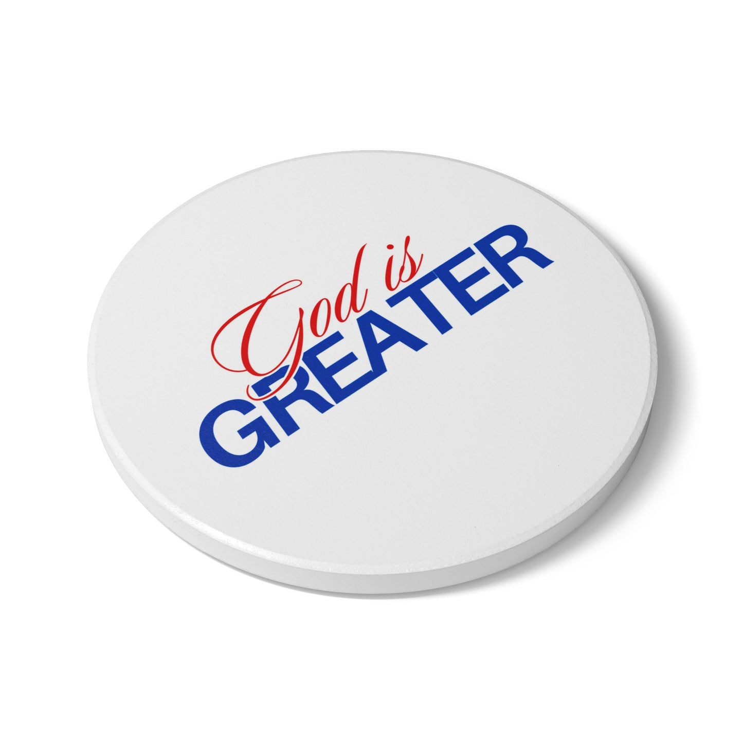 God Is Greater Ceramic Coaster
