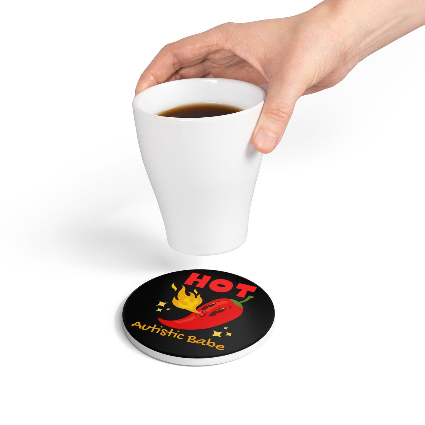 Hot Autistic Babe (2) Ceramic Coaster
